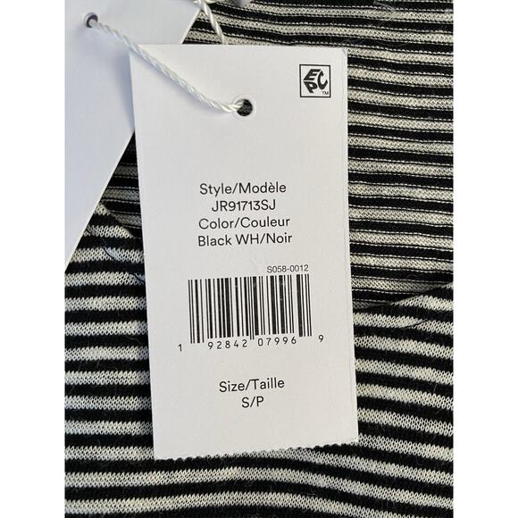 NWT Derek Lam 10 Crosby Sz S Scoop Tank W/Pom Pom Layered Striped Linen Top - Picture 6 of 11